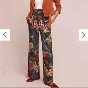 Eva Franco Anthropologie Oil Painting Floral Wide Leg Pants - Large